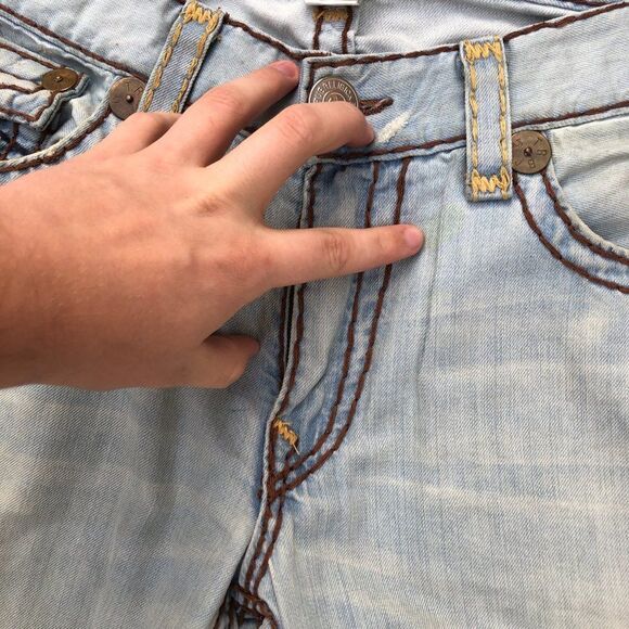 Vintage True Religion Jeans Size 36 RICKY SUPER T Blue RARE BROWN STITCH - Picture 11 of 12